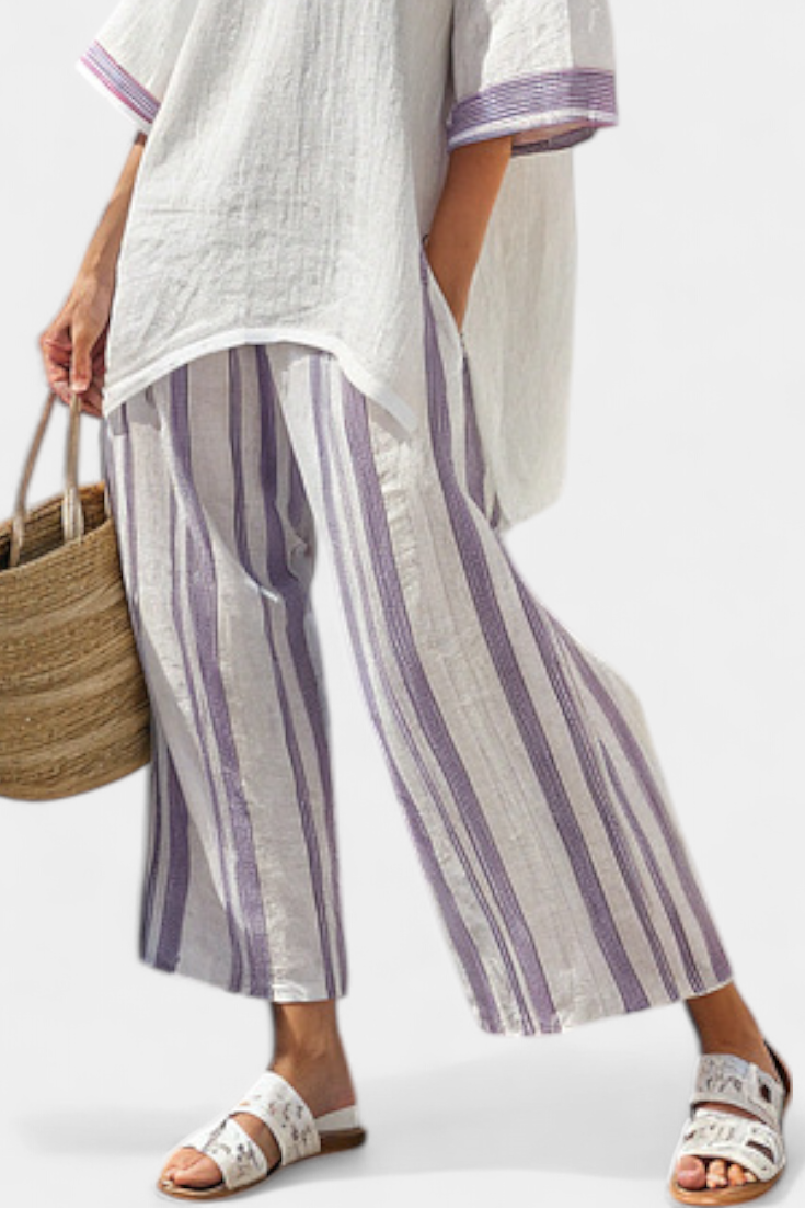 ALLEGRA™ - CAMISETA CÓMODA Y PANTALÓN DE BAMBÚ A RAYAS