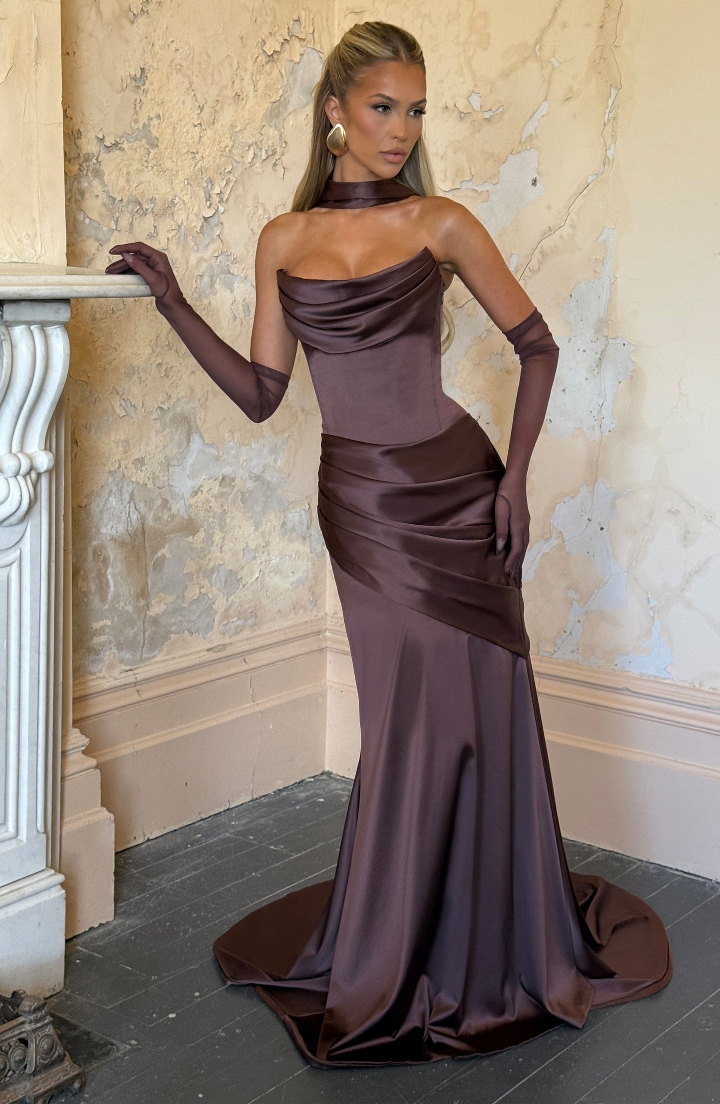 KENSINGTON MAXI DRESS - PLUM BROWN