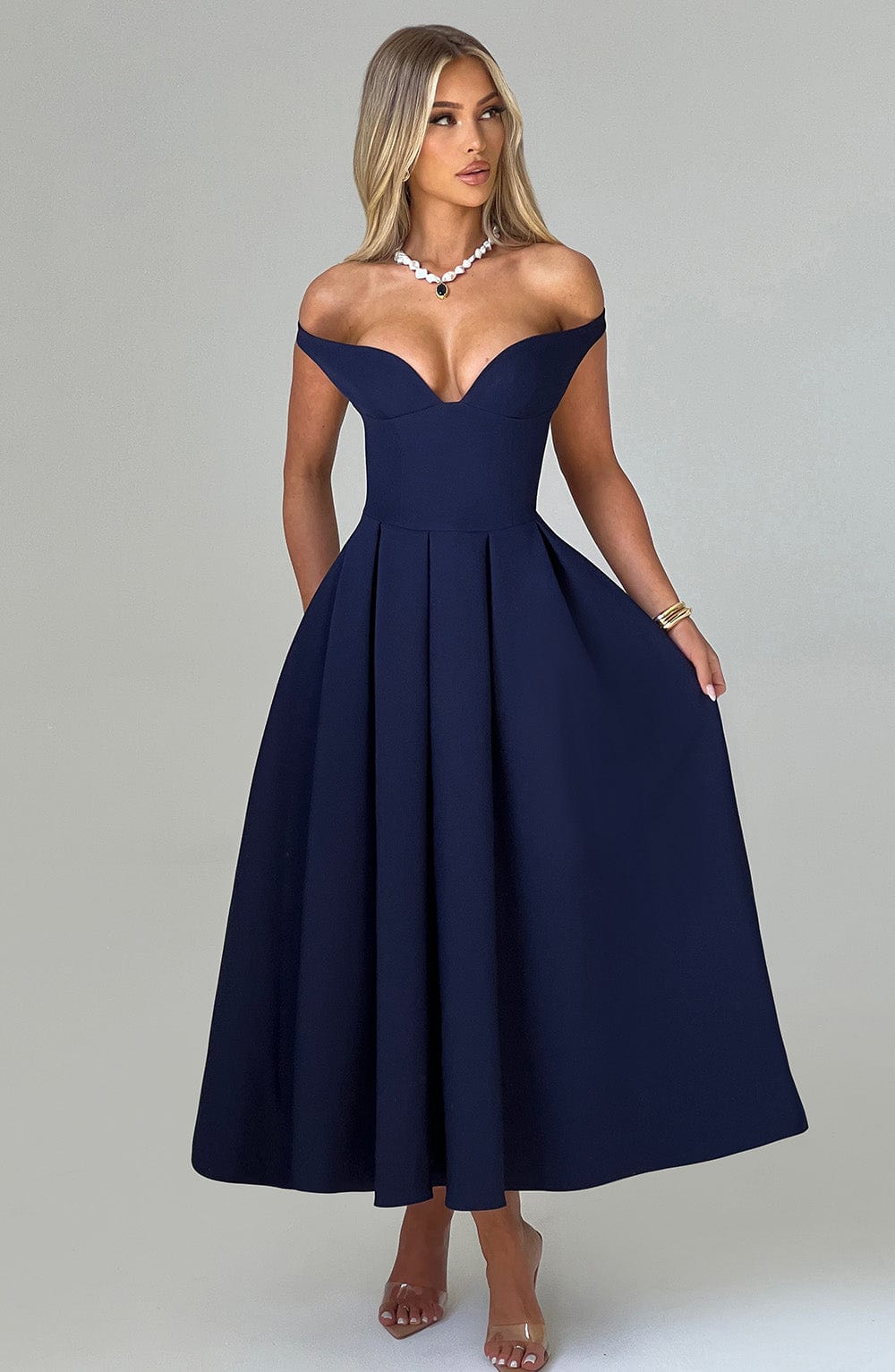 LANETTA MIDI DRESS - NAVY