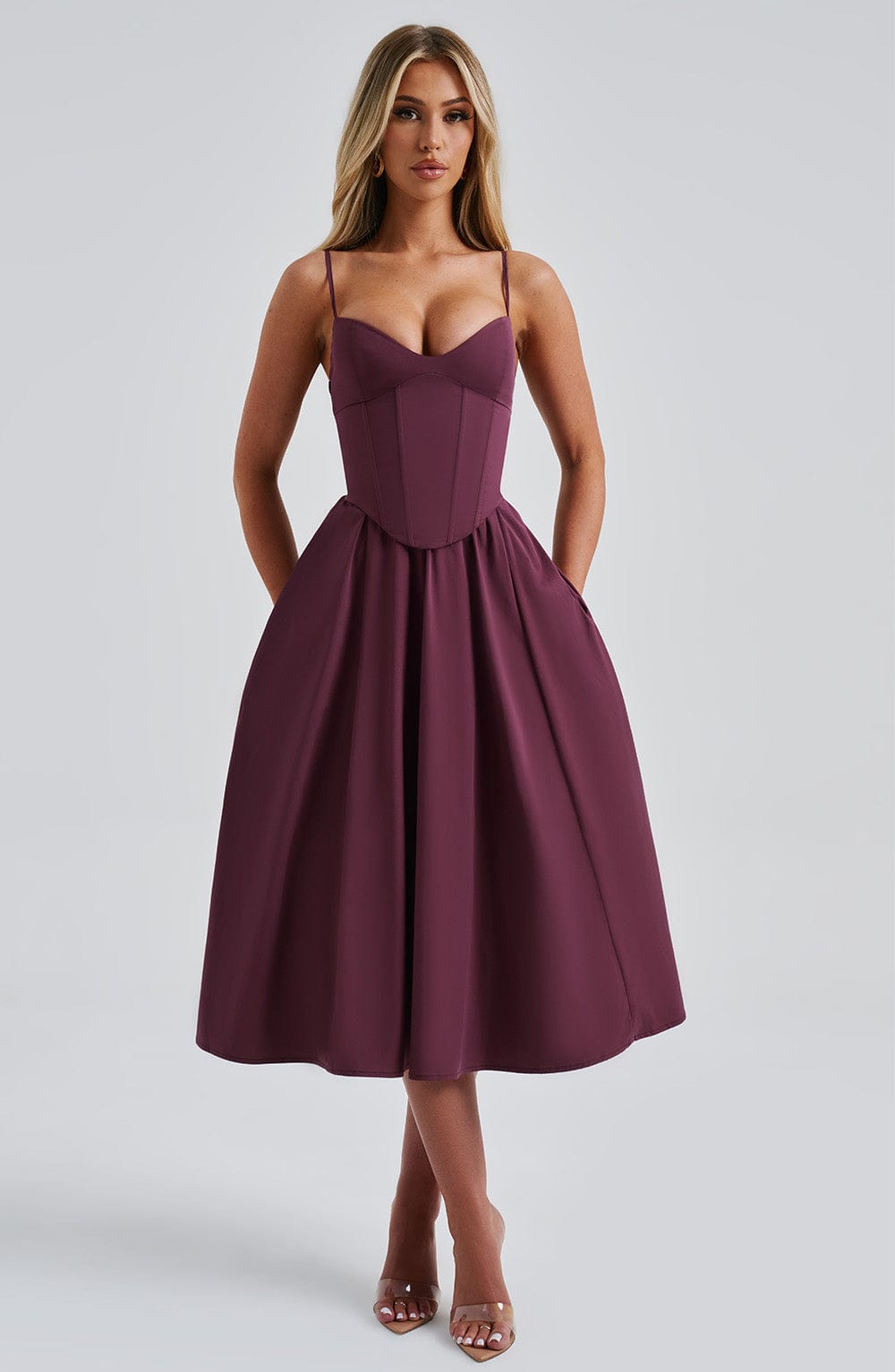 MARIELLA MIDI DRESS - CHERRY LACQUER