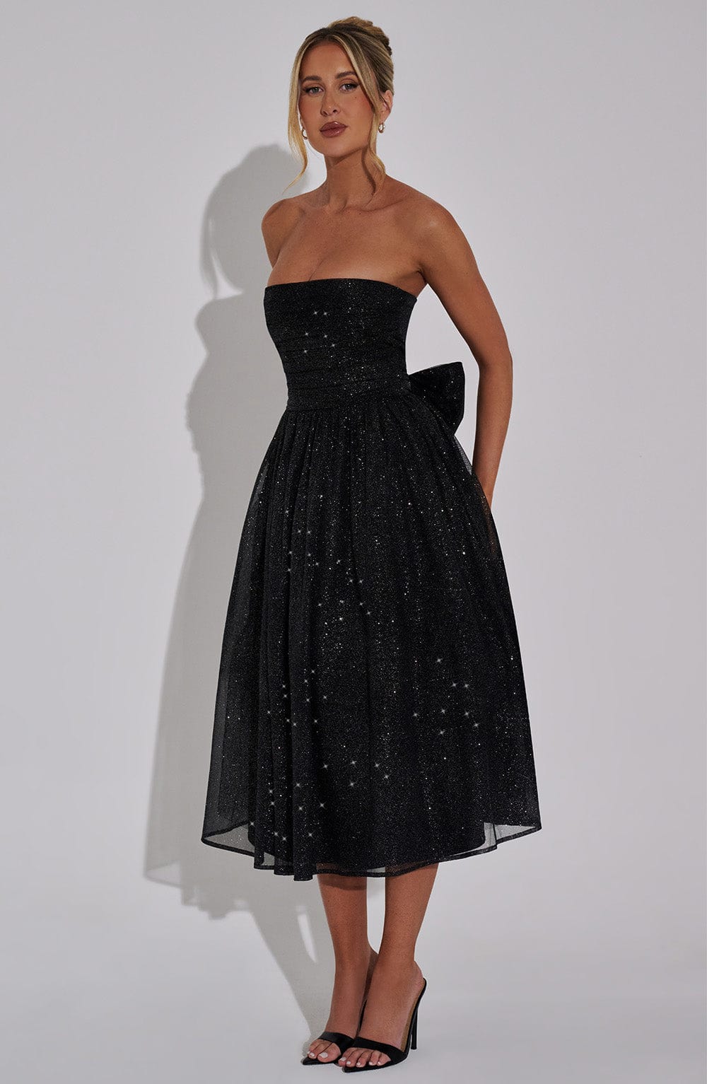 MARISSA MIDI DRESS - BLACK SPARKLE