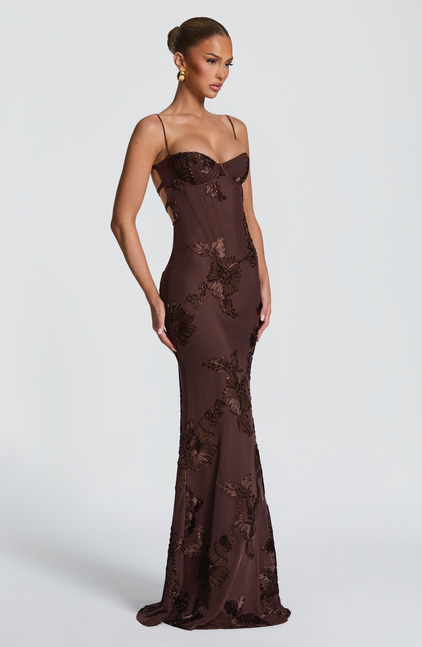 NEFERTITI MAXI DRESS - PLUM BROWN