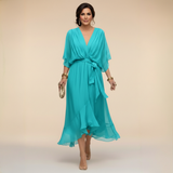MARTA™ - VESTIDO DE CHIFFON CON ESCOTE EN V