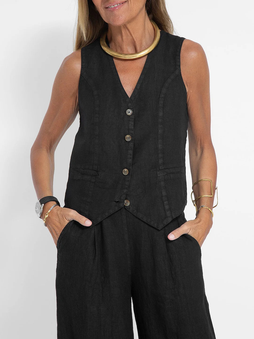 AIRA™ - CONJUNTO ELEGANTE DE DOS PIEZAS CON CHALECO Y PANTALÓN DE PIERNA ANCHA