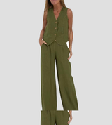 AIRA™ - CONJUNTO ELEGANTE DE DOS PIEZAS CON CHALECO Y PANTALÓN DE PIERNA ANCHA