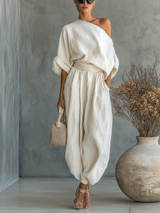 CHLOE™ - CONJUNTO DE LINO OFF-WHITE