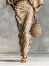 MADISON™ - CONJUNTO DE LINO ELEGANTE CON FALDA LARGA
