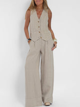 AIRA™ - CONJUNTO ELEGANTE DE DOS PIEZAS CON CHALECO Y PANTALÓN DE PIERNA ANCHA