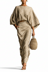 MADISON™ - CONJUNTO DE LINO ELEGANTE CON FALDA LARGA