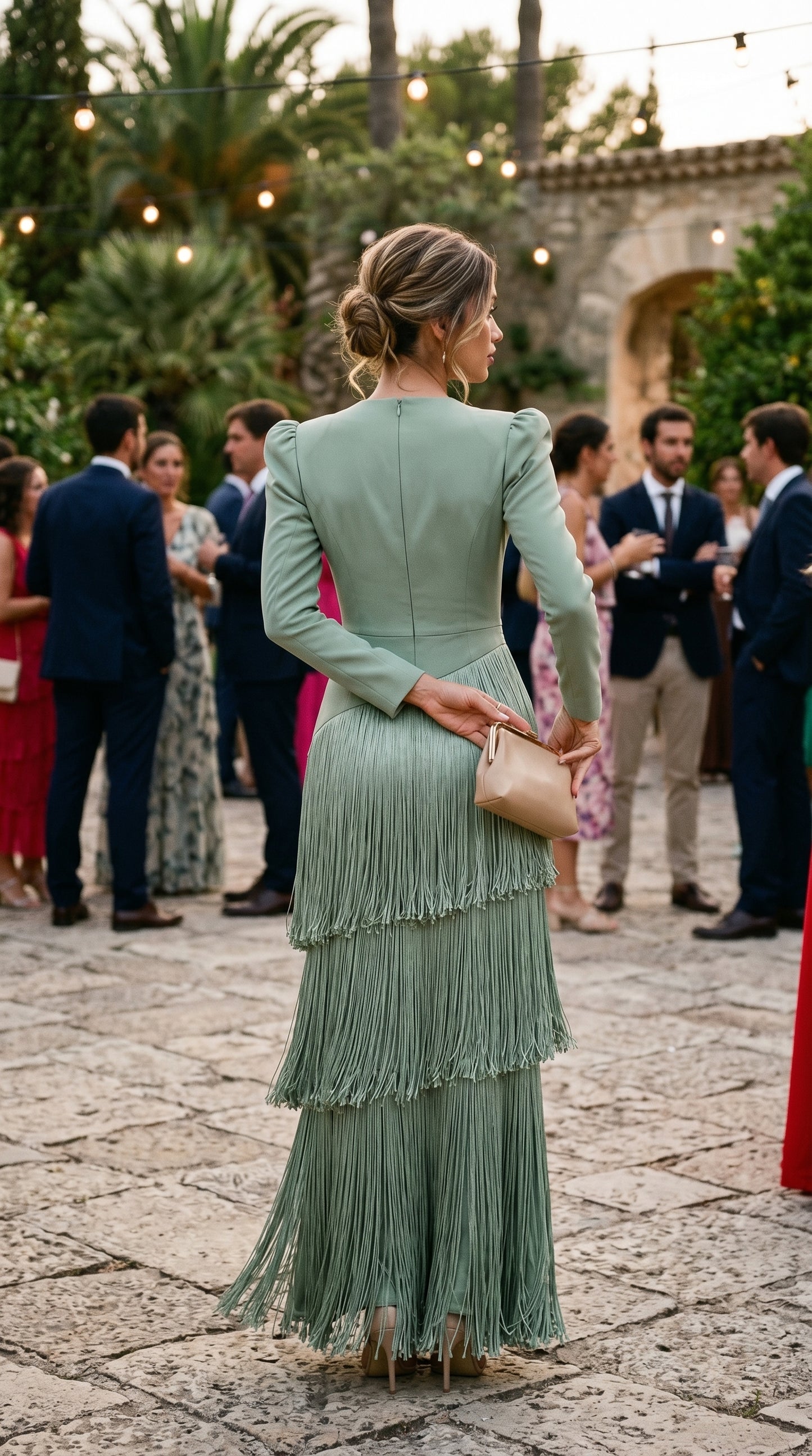CLARA™ - VESTIDO ELEGANTE CON MANGAS DE FLECOS
