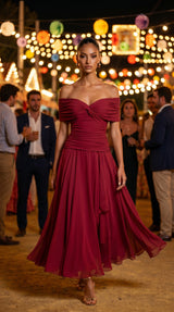 DALMA™ - VESTIDO LARGO CON ESTAMPADO FLORAL DE FANTASIA Y ESCOTE EN V