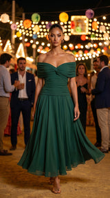DALMA™ - VESTIDO LARGO CON ESTAMPADO FLORAL DE FANTASIA Y ESCOTE EN V