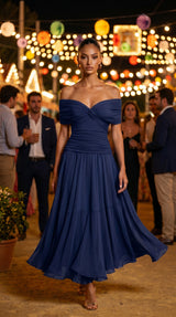 DALMA™ - VESTIDO LARGO CON ESTAMPADO FLORAL DE FANTASIA Y ESCOTE EN V
