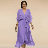 MARTA™ - VESTIDO DE CHIFFON CON ESCOTE EN V