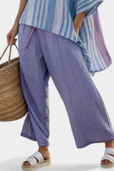 CARLOTTA™ - CONJUNTO ELEGANTE COLOR LAVANDA Y AZUL CIELO CON PANTALÓN DE LINO