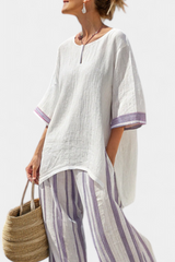 ALLEGRA™ - CAMISETA CÓMODA Y PANTALÓN DE BAMBÚ A RAYAS