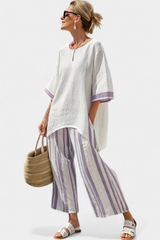 ALLEGRA™ - CAMISETA CÓMODA Y PANTALÓN DE BAMBÚ A RAYAS