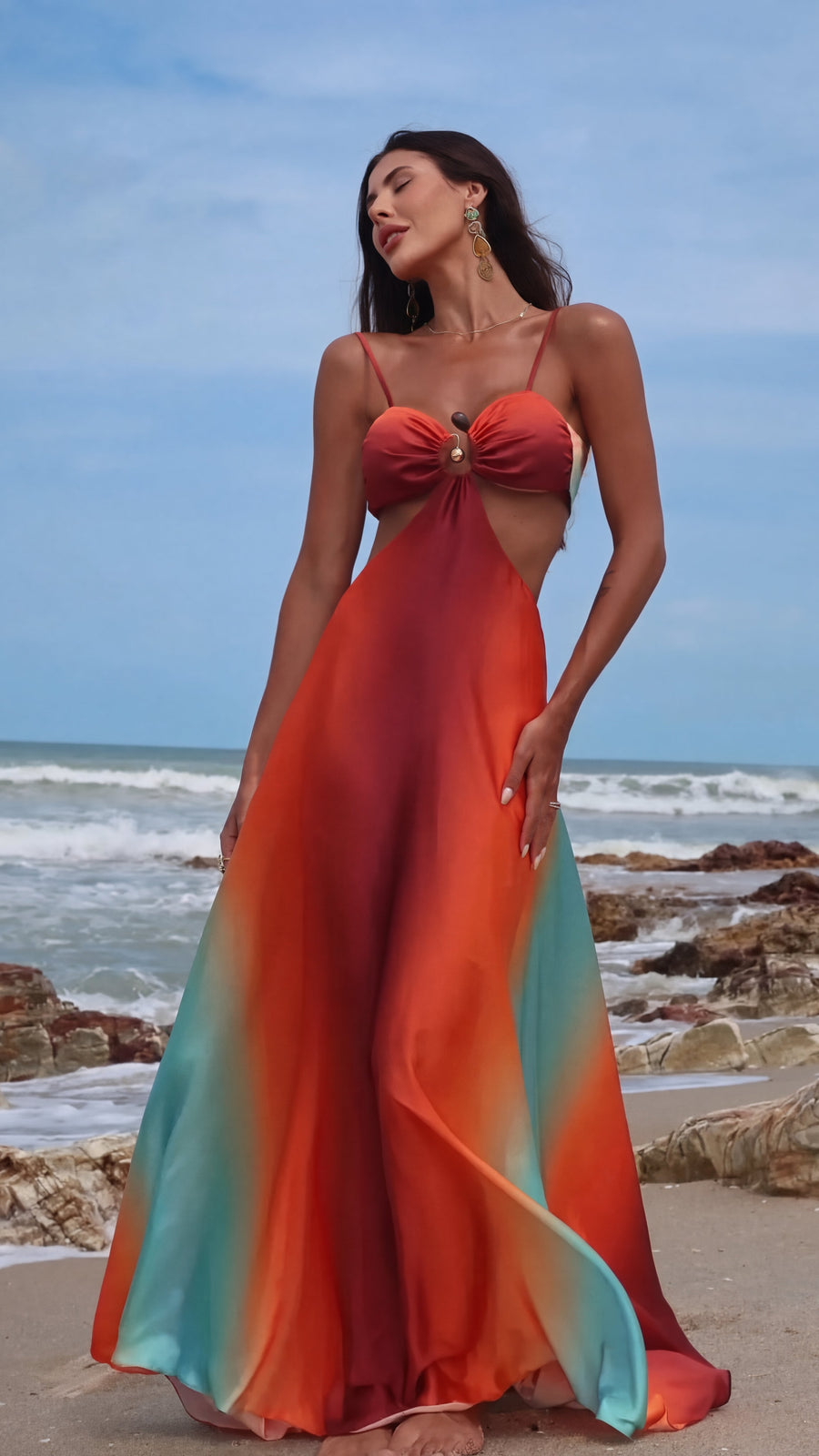 SOLARIA™ - VESTIDO MAXI CON DEGRADADO AL ATARDECER