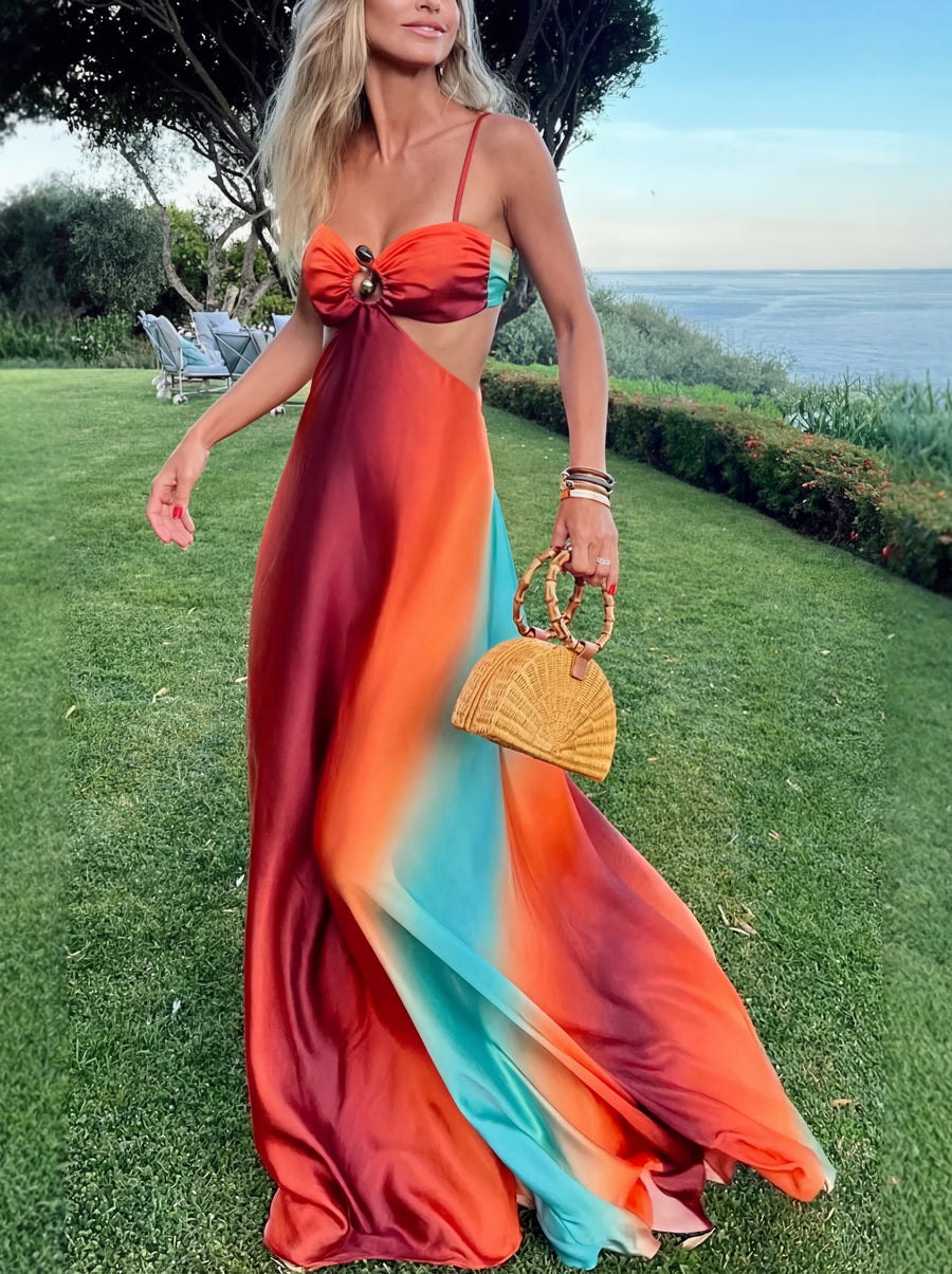SOLARIA™ - VESTIDO MAXI CON DEGRADADO AL ATARDECER