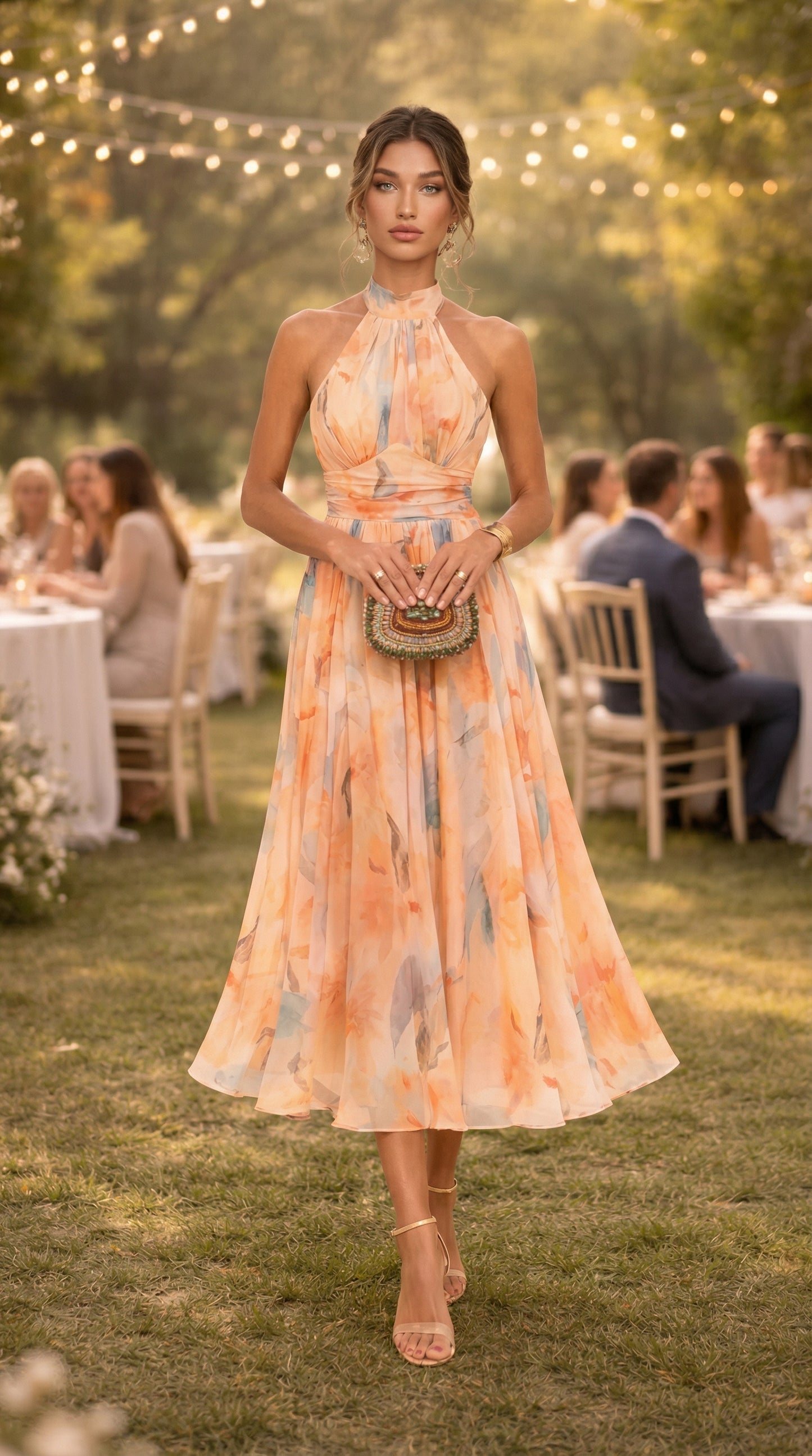 ESTHER™ - VESTIDO DE CUELLO HALTER CON ESTAMPADO DE ACUARELA