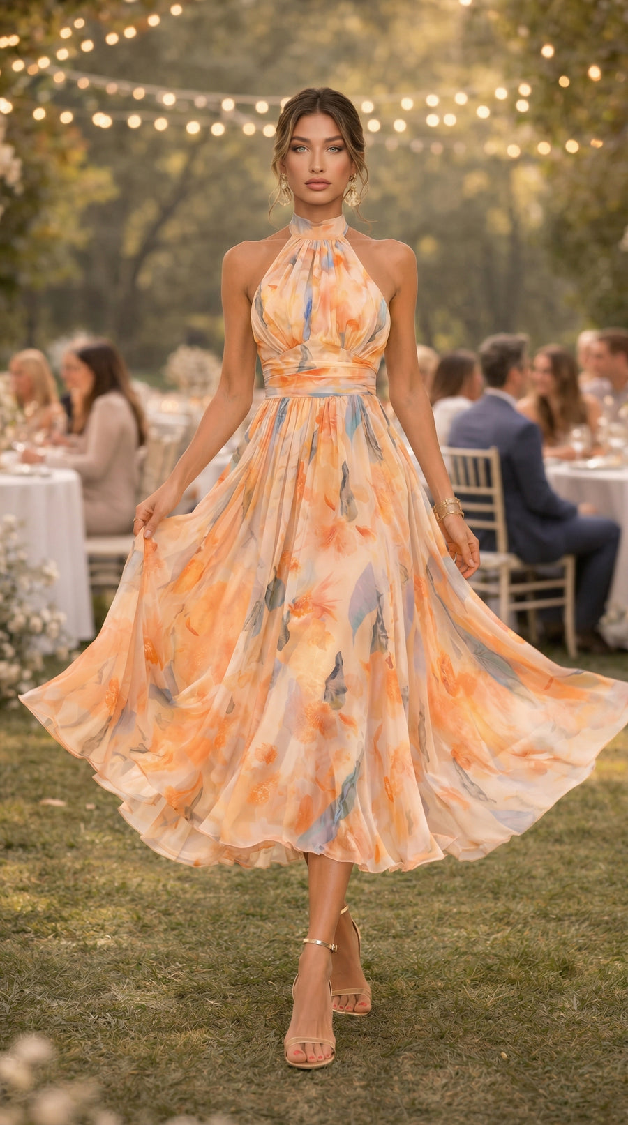 ESTHER™ - VESTIDO DE CUELLO HALTER CON ESTAMPADO DE ACUARELA