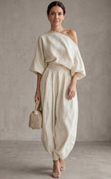 CHLOE™ - CONJUNTO DE LINO OFF-WHITE