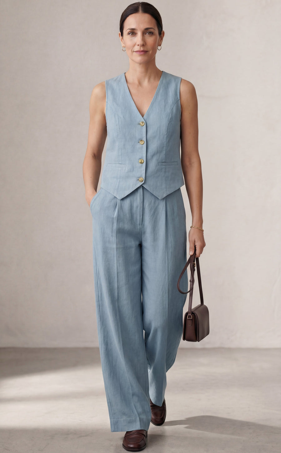 AIRA™ - CONJUNTO ELEGANTE DE DOS PIEZAS CON CHALECO Y PANTALÓN DE PIERNA ANCHA