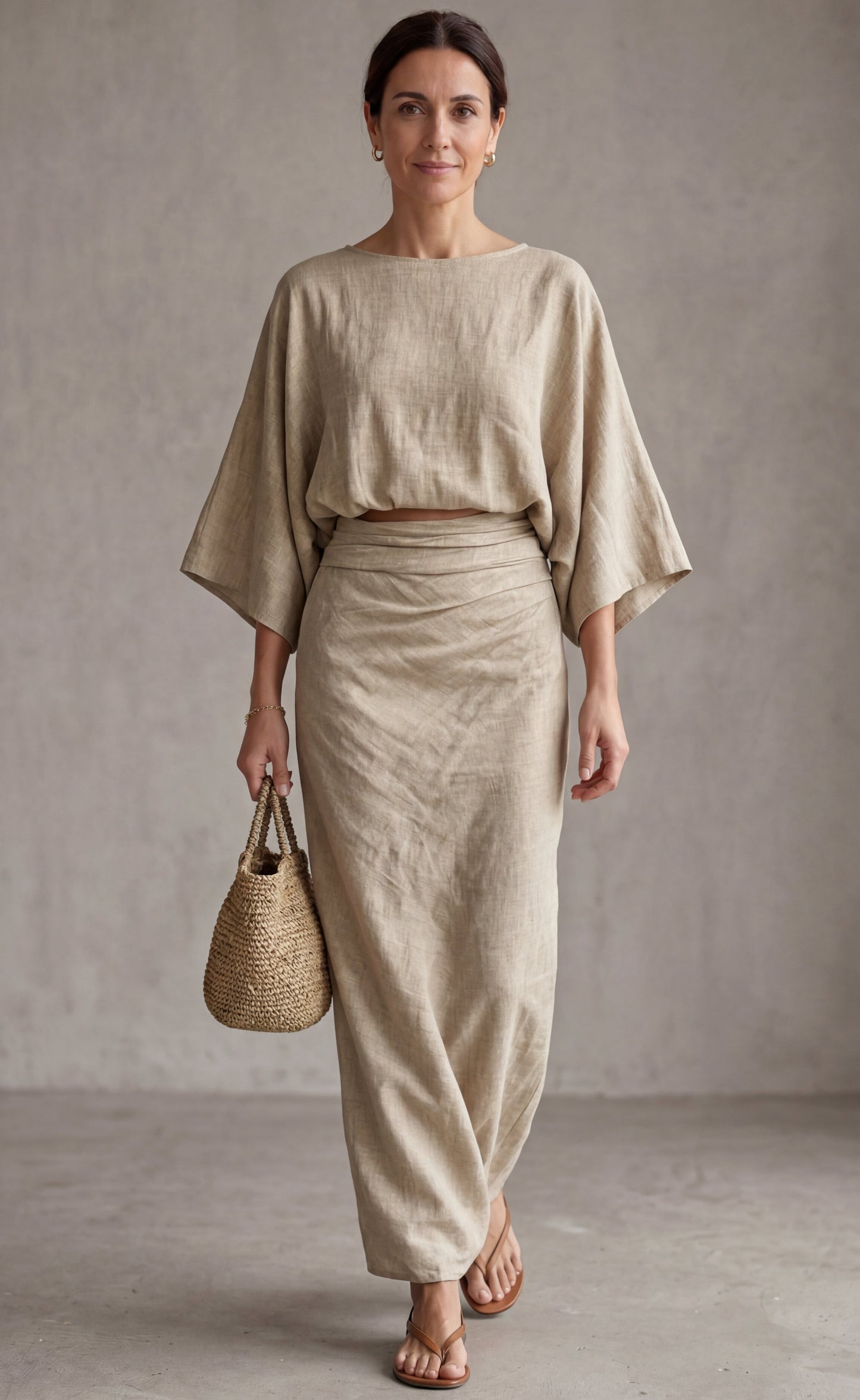 MADISON™ - CONJUNTO DE LINO ELEGANTE CON FALDA LARGA