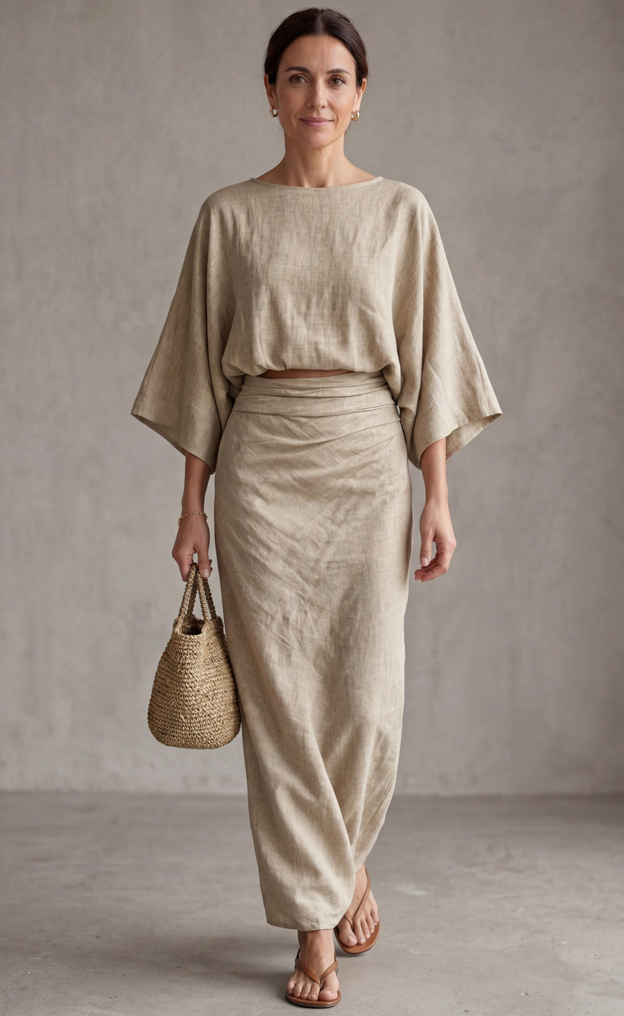 MADISON™ - CONJUNTO DE LINO ELEGANTE CON FALDA LARGA