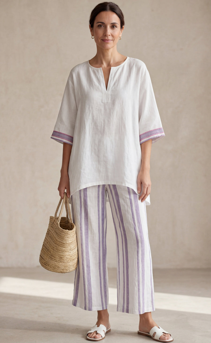 ALLEGRA™ - CAMISETA CÓMODA Y PANTALÓN DE BAMBÚ A RAYAS