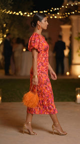 CARLA™ - VESTIDO MIDI ESTAMPADO CON MANGAS ABULLONADAS