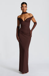 VESTIDO MAXI ABIGAIL - MARRÓN CIRUELA