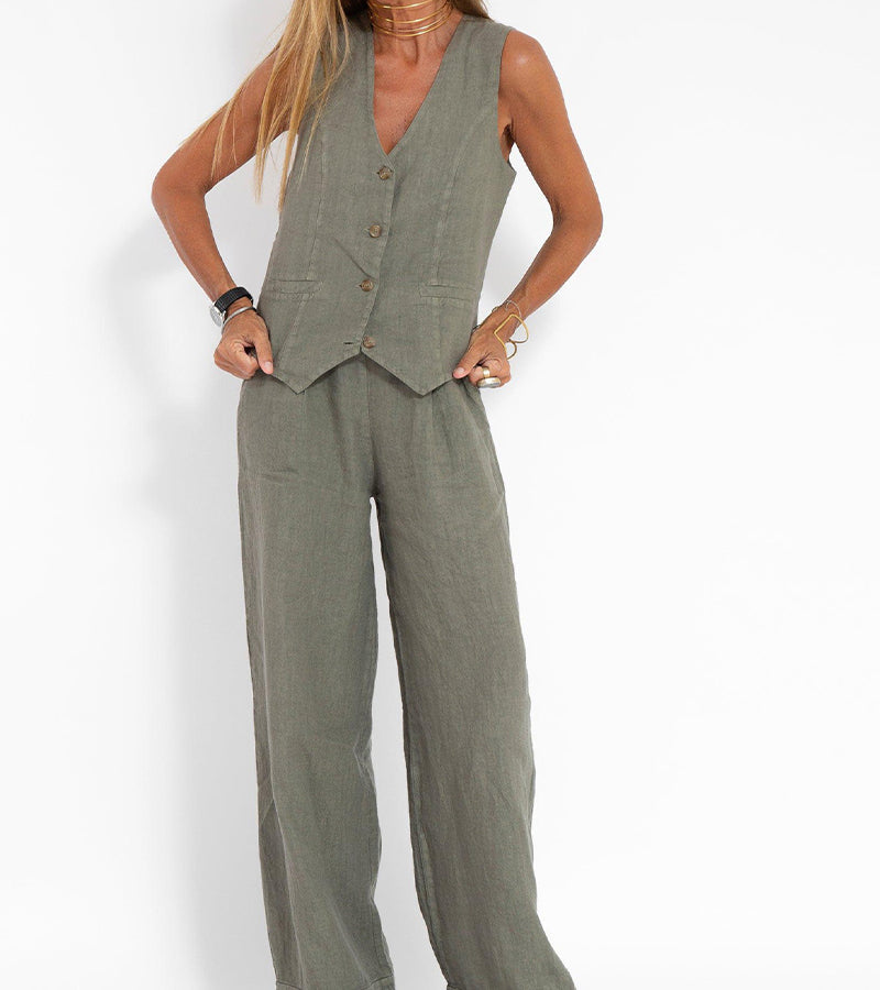 AIRA™ - CONJUNTO ELEGANTE DE DOS PIEZAS CON CHALECO Y PANTALÓN DE PIERNA ANCHA