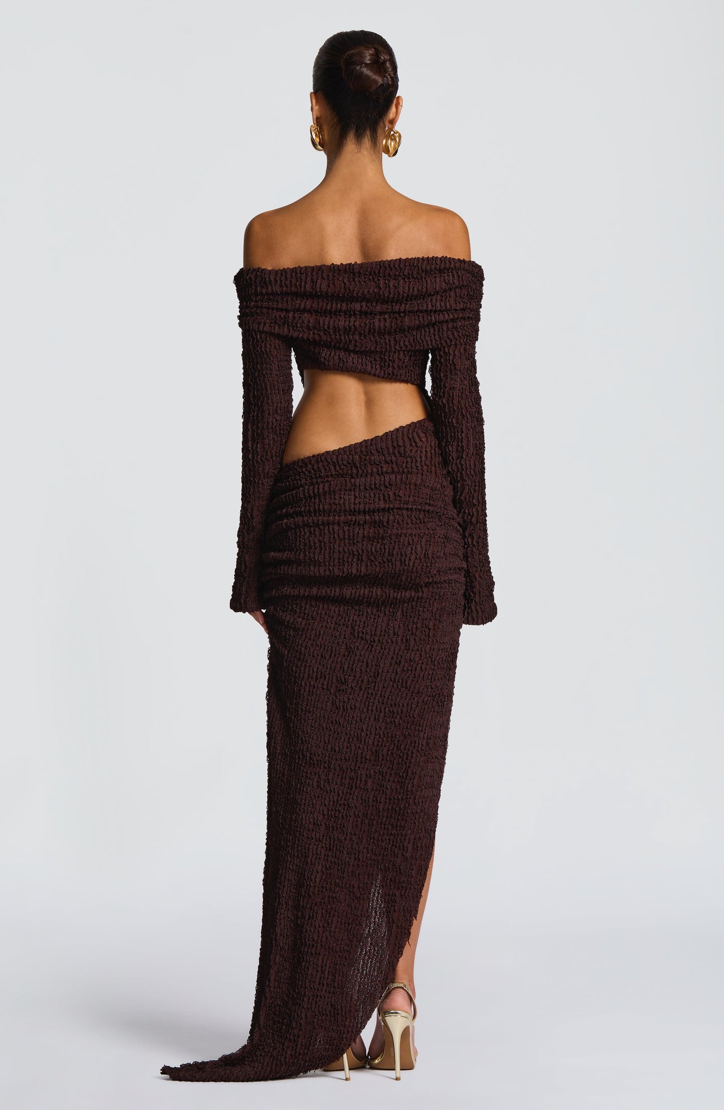 ADELPHIA MIDI DRESS - PLUM BROWN