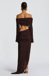 ADELPHIA MIDI DRESS - PLUM BROWN
