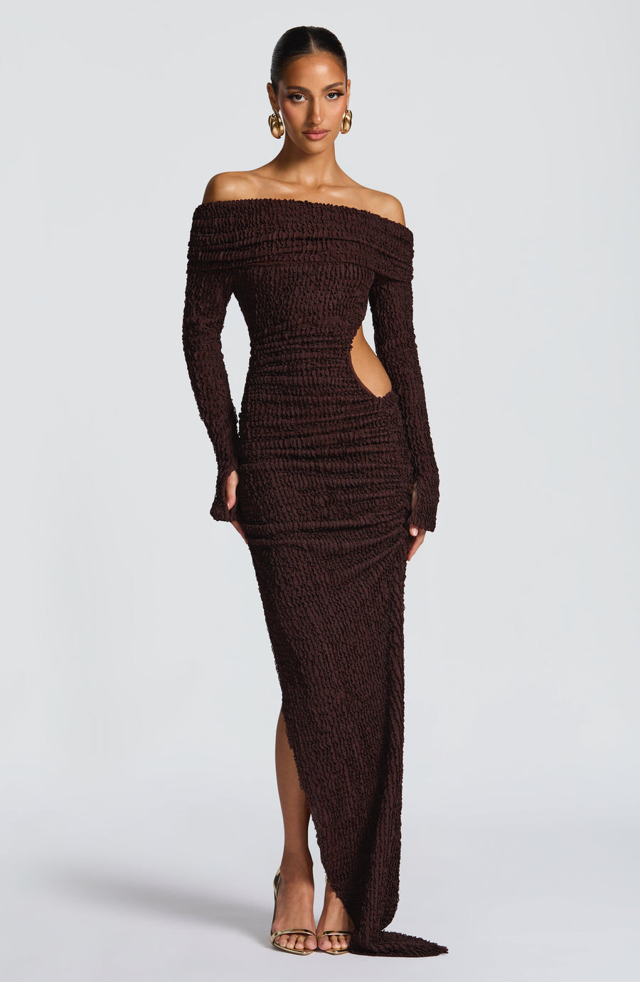 VESTIDO MIDI ADELPHIA - MARRÓN CIRUELA