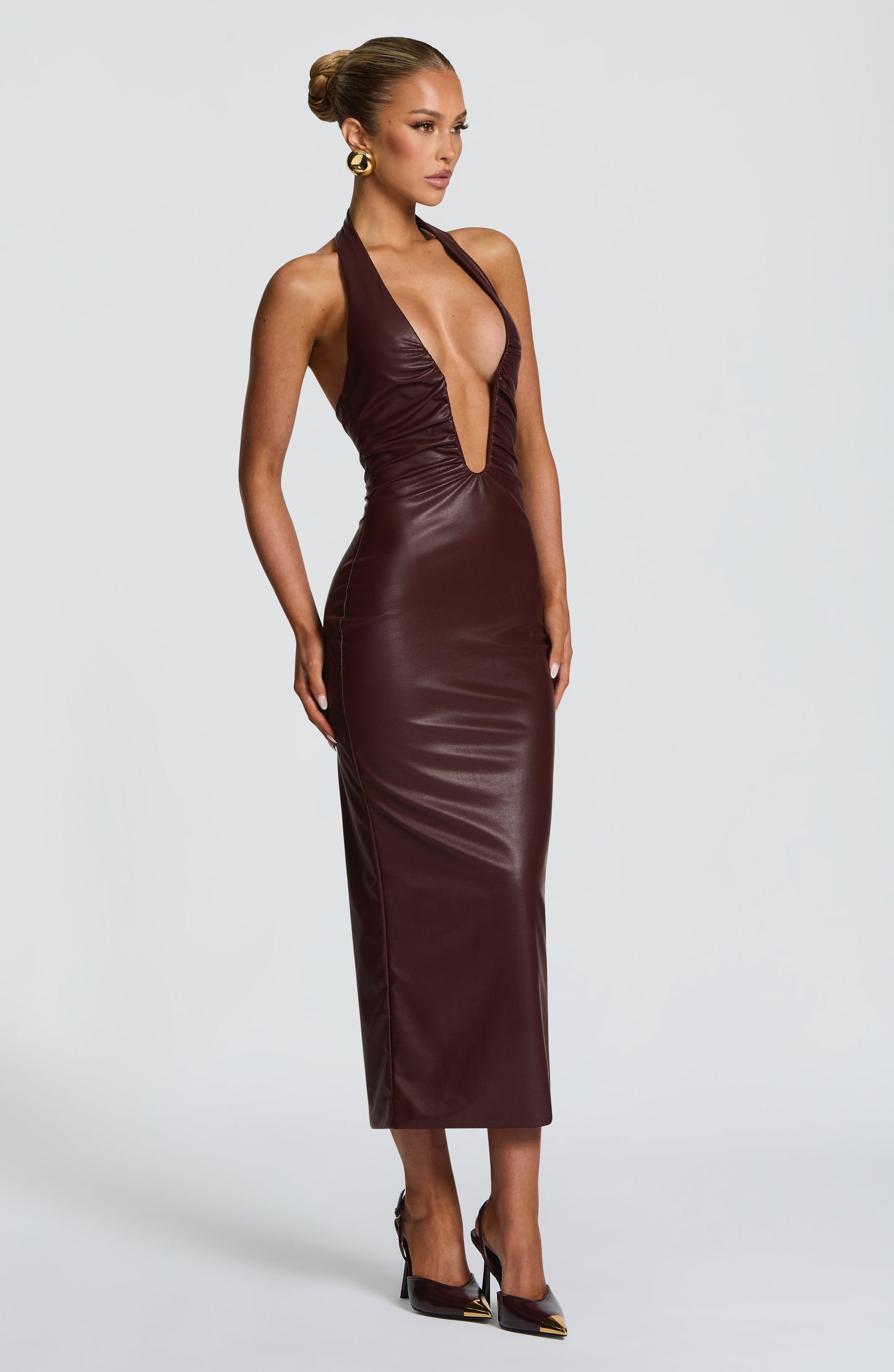 AINSLEY MIDI DRESS - BURGUNDY