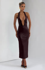 AINSLEY MIDI DRESS - BURGUNDY
