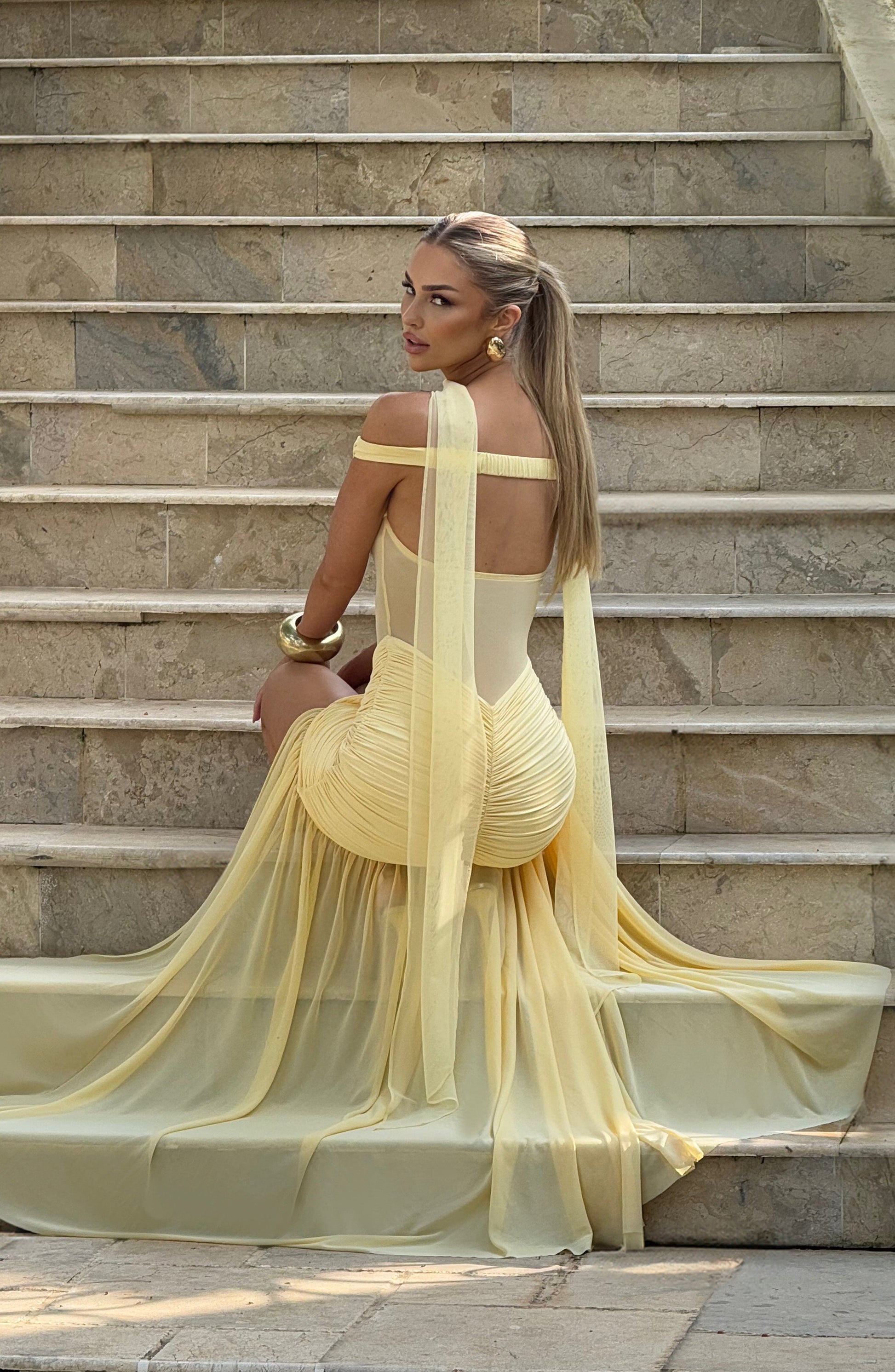 ALAIA MAXI DRESS - LEMON