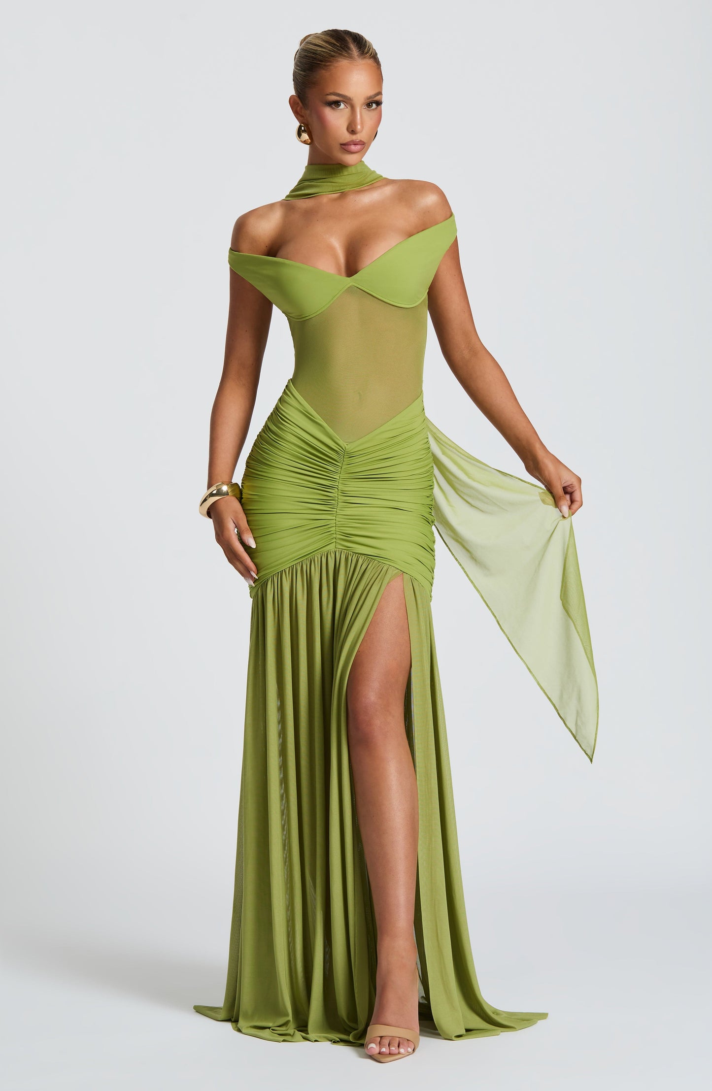 ALAIA MAXI DRESS - OLIVE