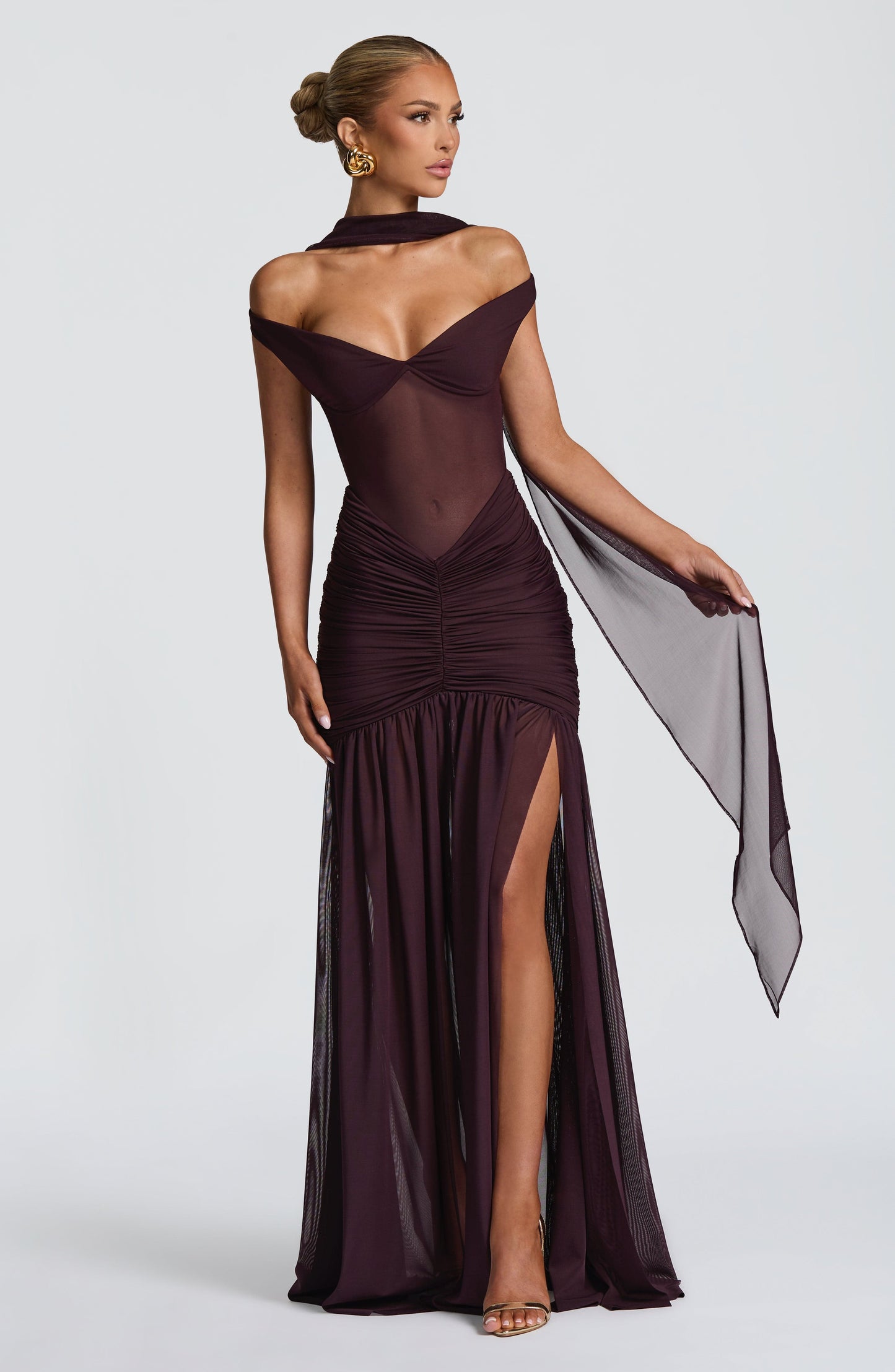 ALAIA MAXI DRESS - PLUM