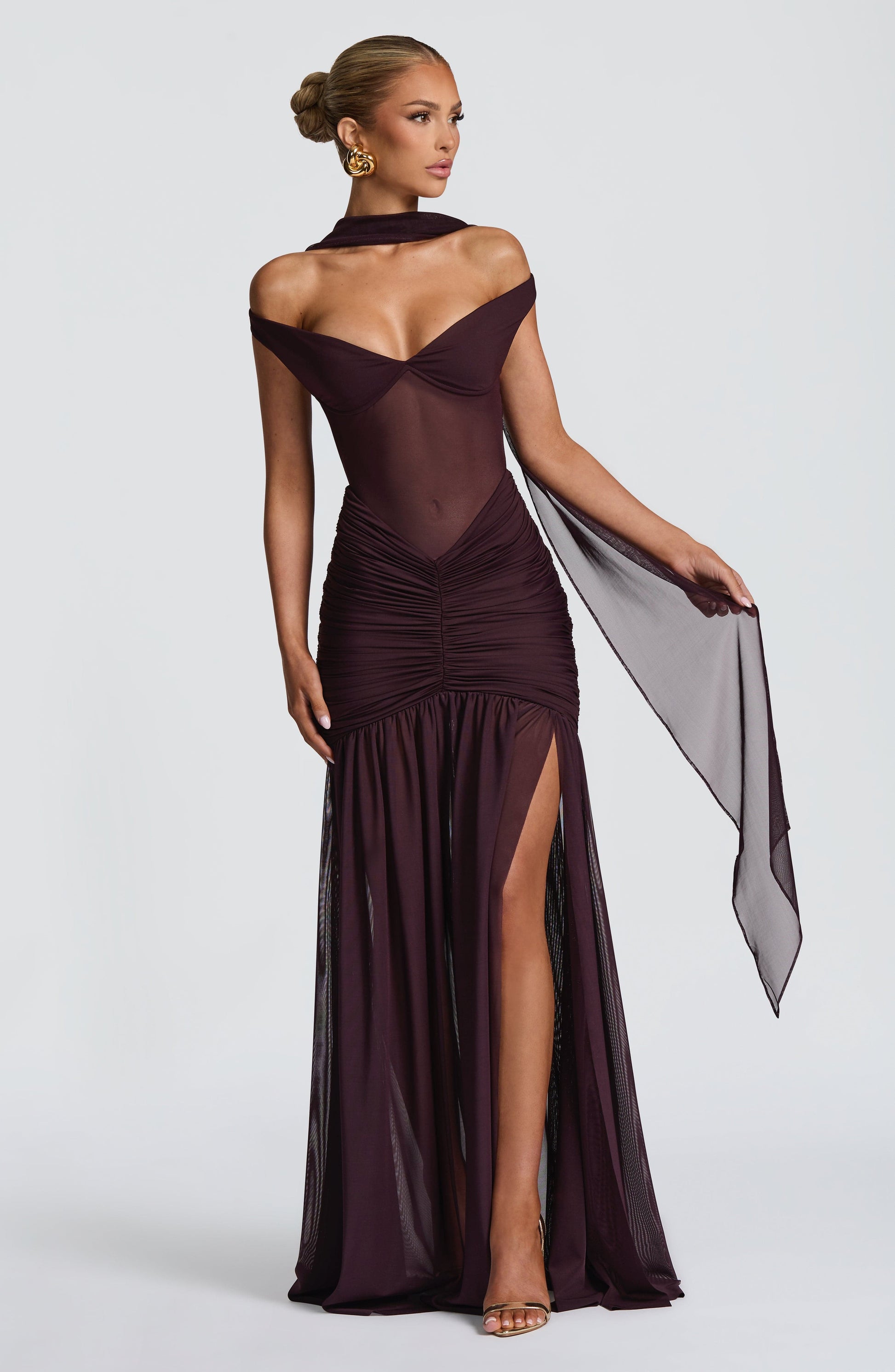 ALAIA MAXI DRESS - PLUM