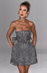 ALICE MINI DRESS - GREY SPARKLE