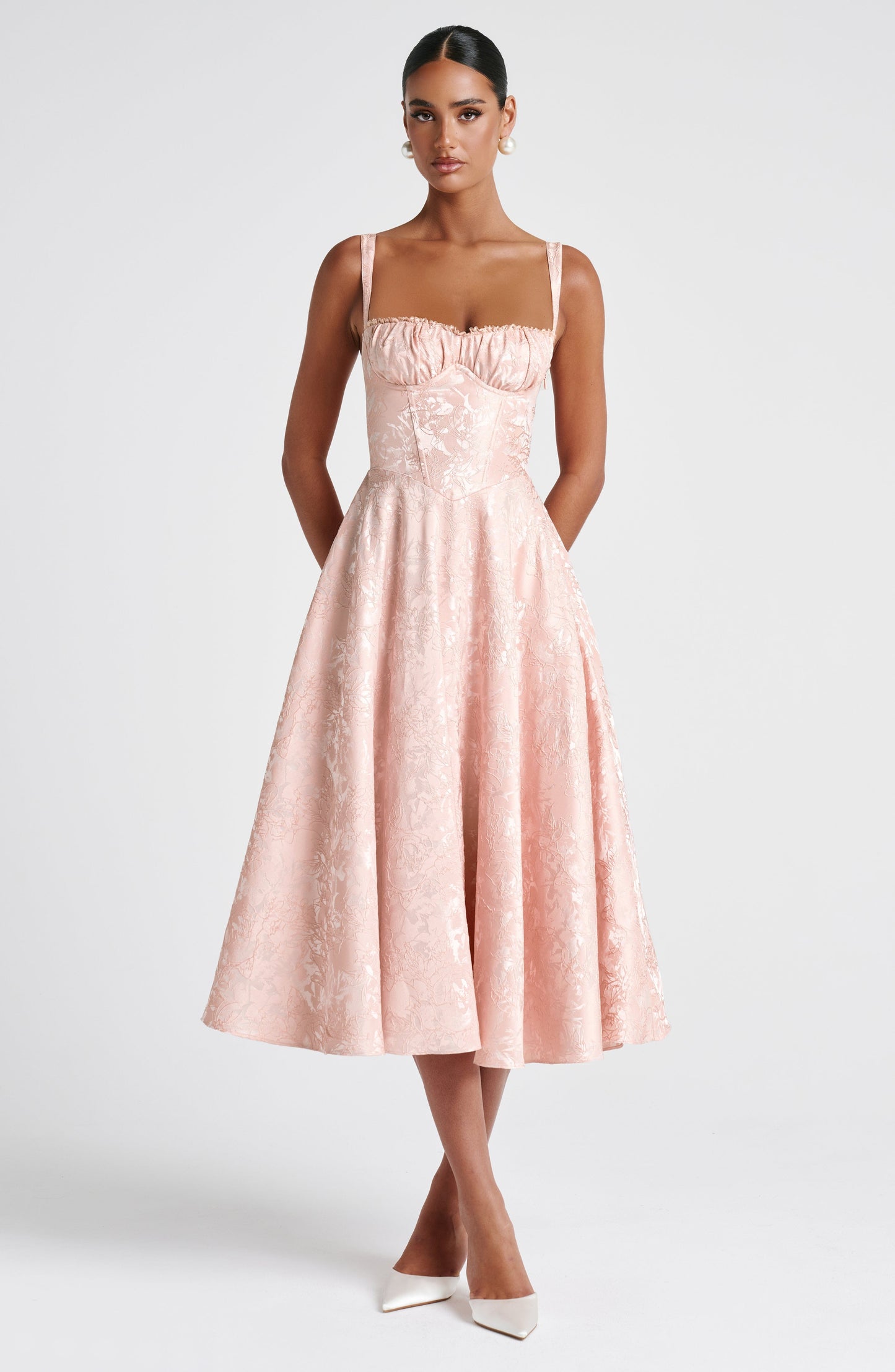 AMITY MIDI DRESS - SOFT PEACH