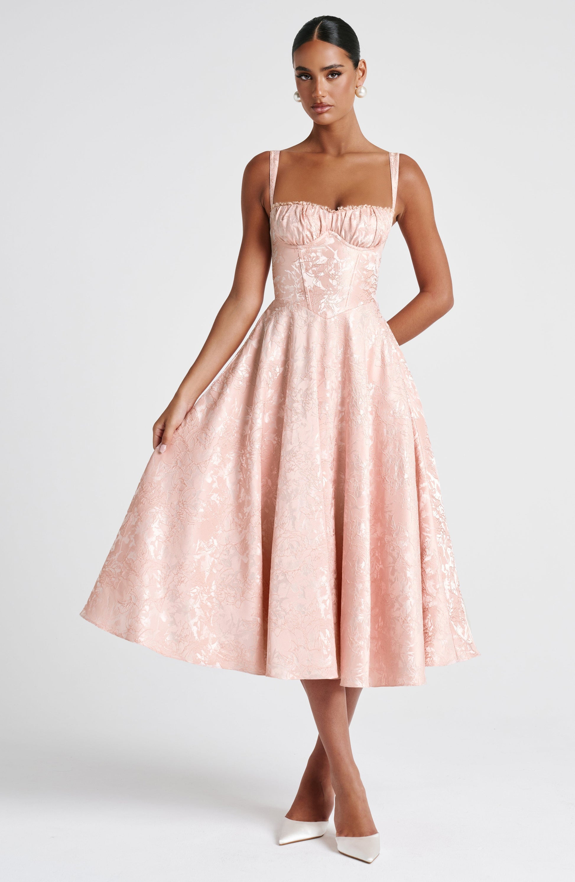 AMITY MIDI DRESS - SOFT PEACH