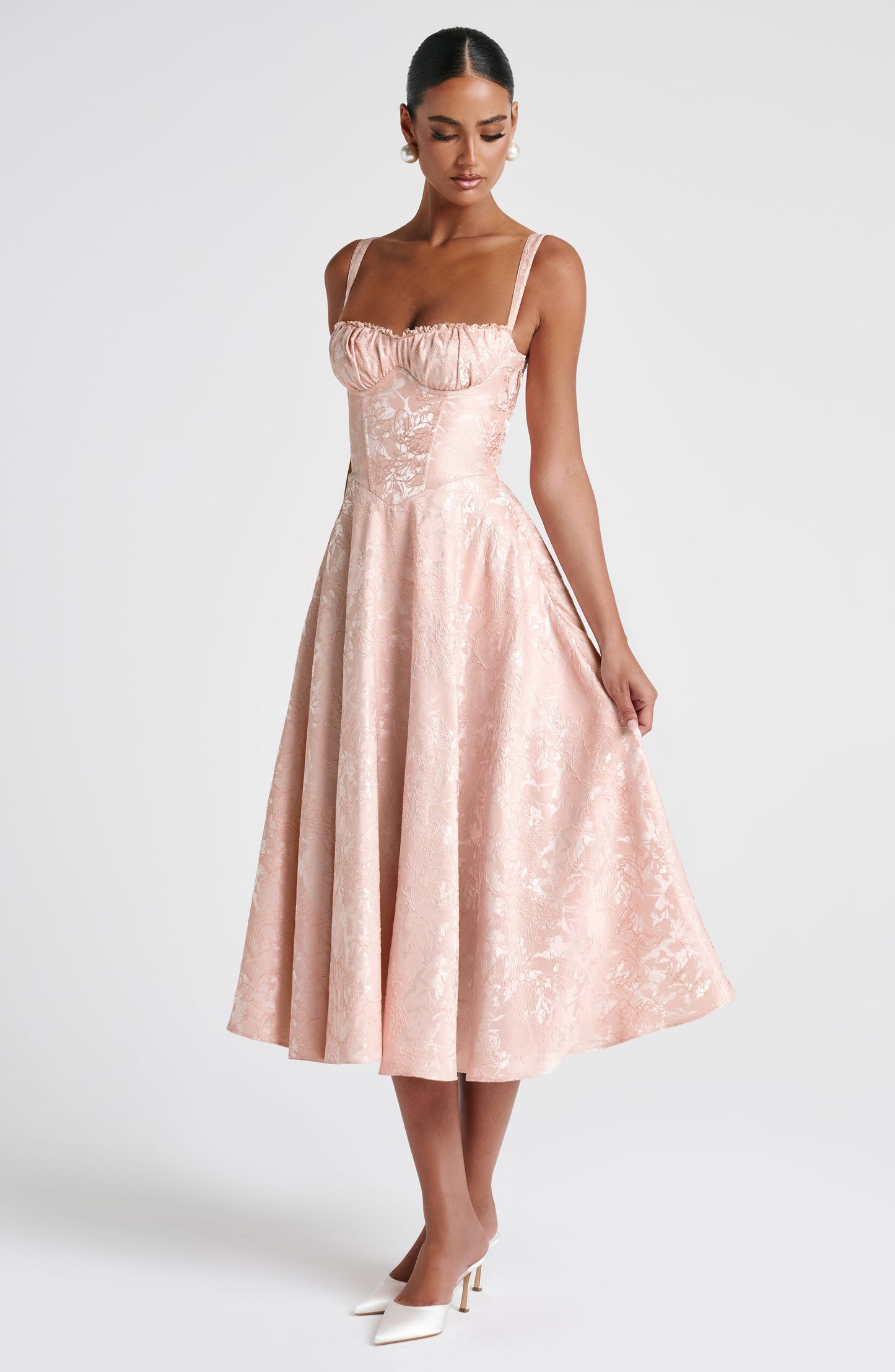 AMITY MIDI DRESS - SOFT PEACH