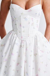 ANALEIGH MINI DRESS - WHITE MULTI FLORAL PRINT
