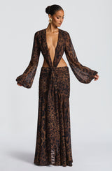 ANDRINA MAXI DRESS - LEOPARD PRINT