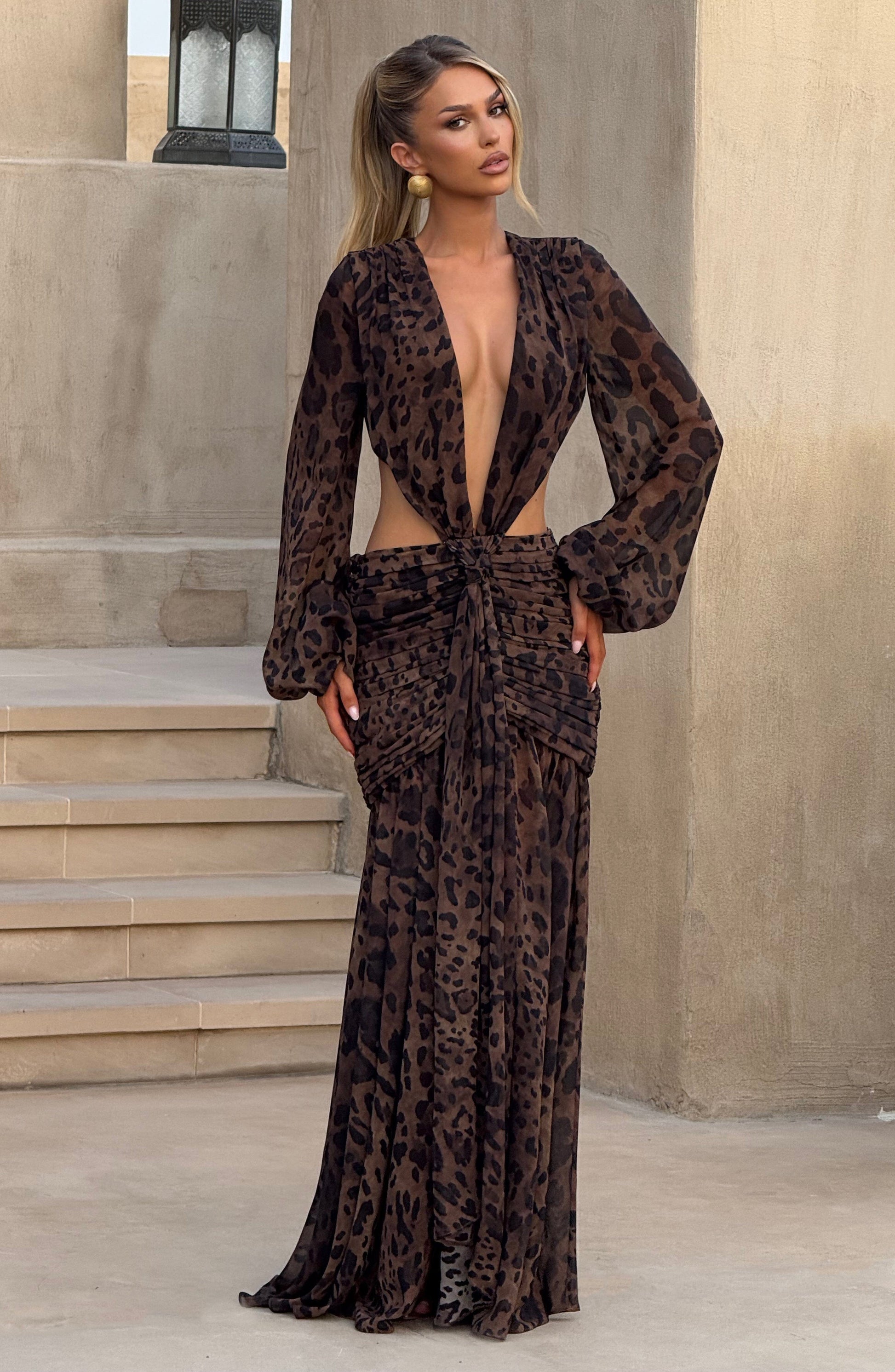 ANDRINA MAXI DRESS - LEOPARD PRINT