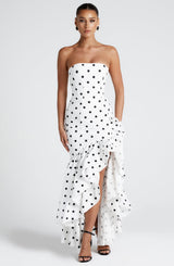 ANGELINA MAXI DRESS - BLACK POLKA DOT PRINT